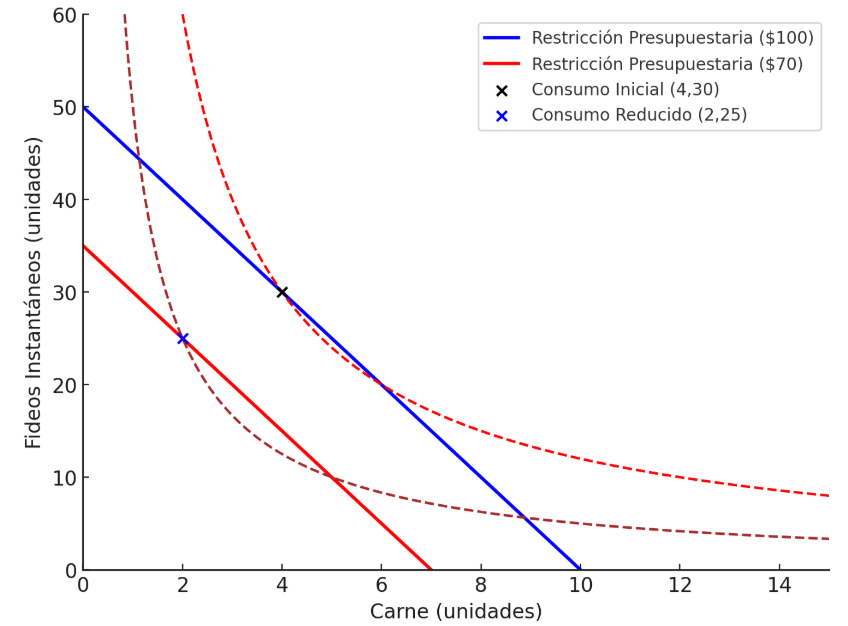 Gráfico 3: Efecto de una reducción del ingreso Elaboración: Docente contenidista, 2025.
