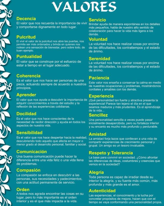 Imagen 4: Valores esenciales para la vida personal y social