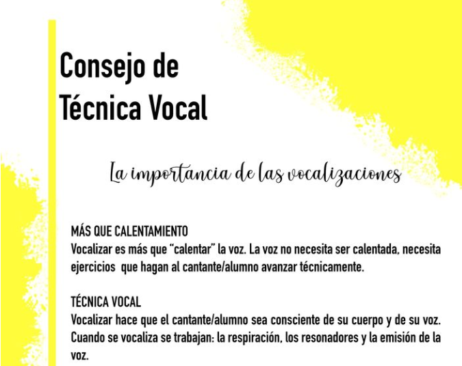 Imagen 5: Consejo de técnica vocal