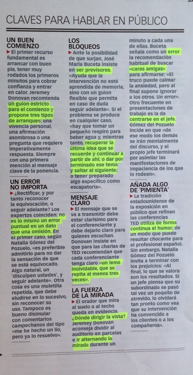 Imagen 4. Claves para hablar en público