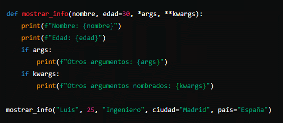 Ejemplo de argumentos