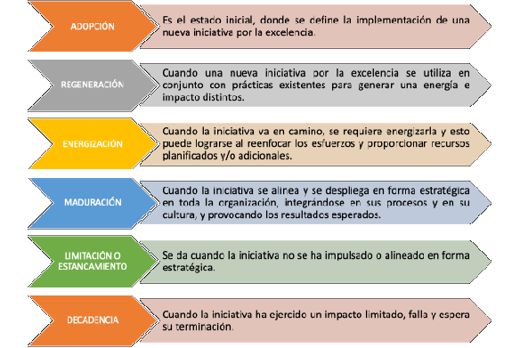 Figura 1: Estados de ciclo de vida de una iniciativa organizacional