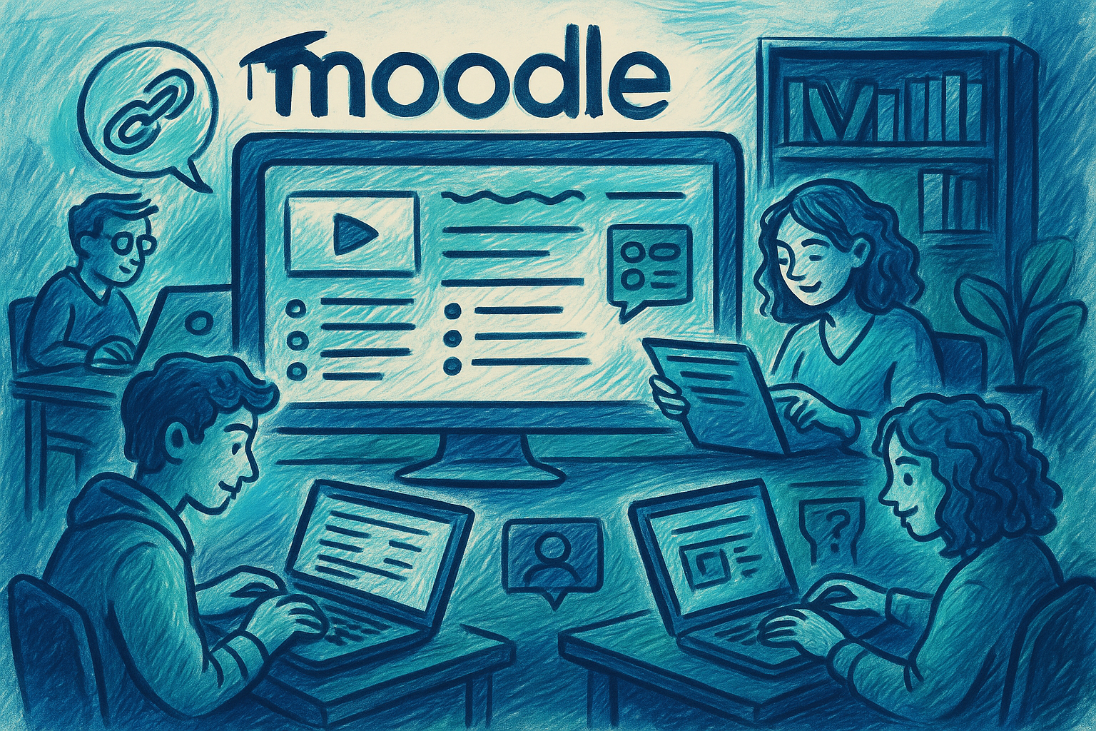 Figura 2. Estudiantes utilizando Moodle