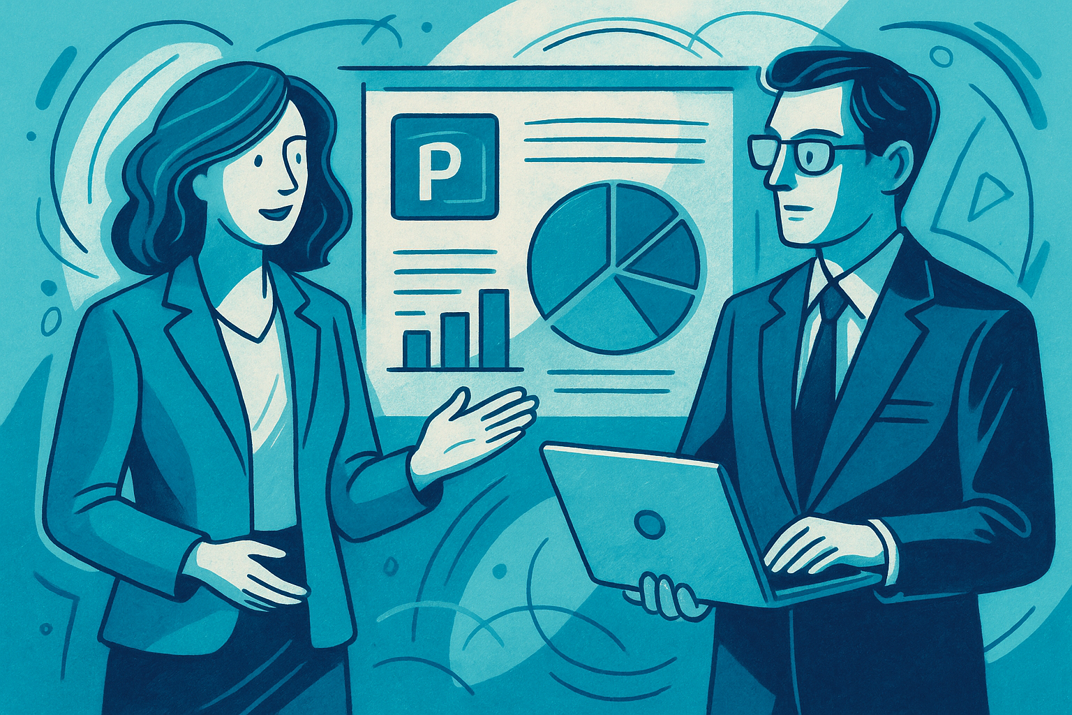 Figura 2. Profesionales usan PowerPoint para una presentación