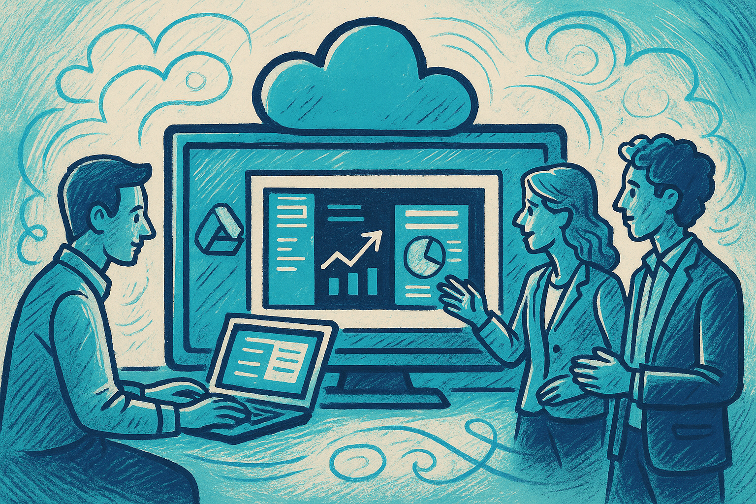Figura 4. Profesionales colaborando en la nube con Google Slides