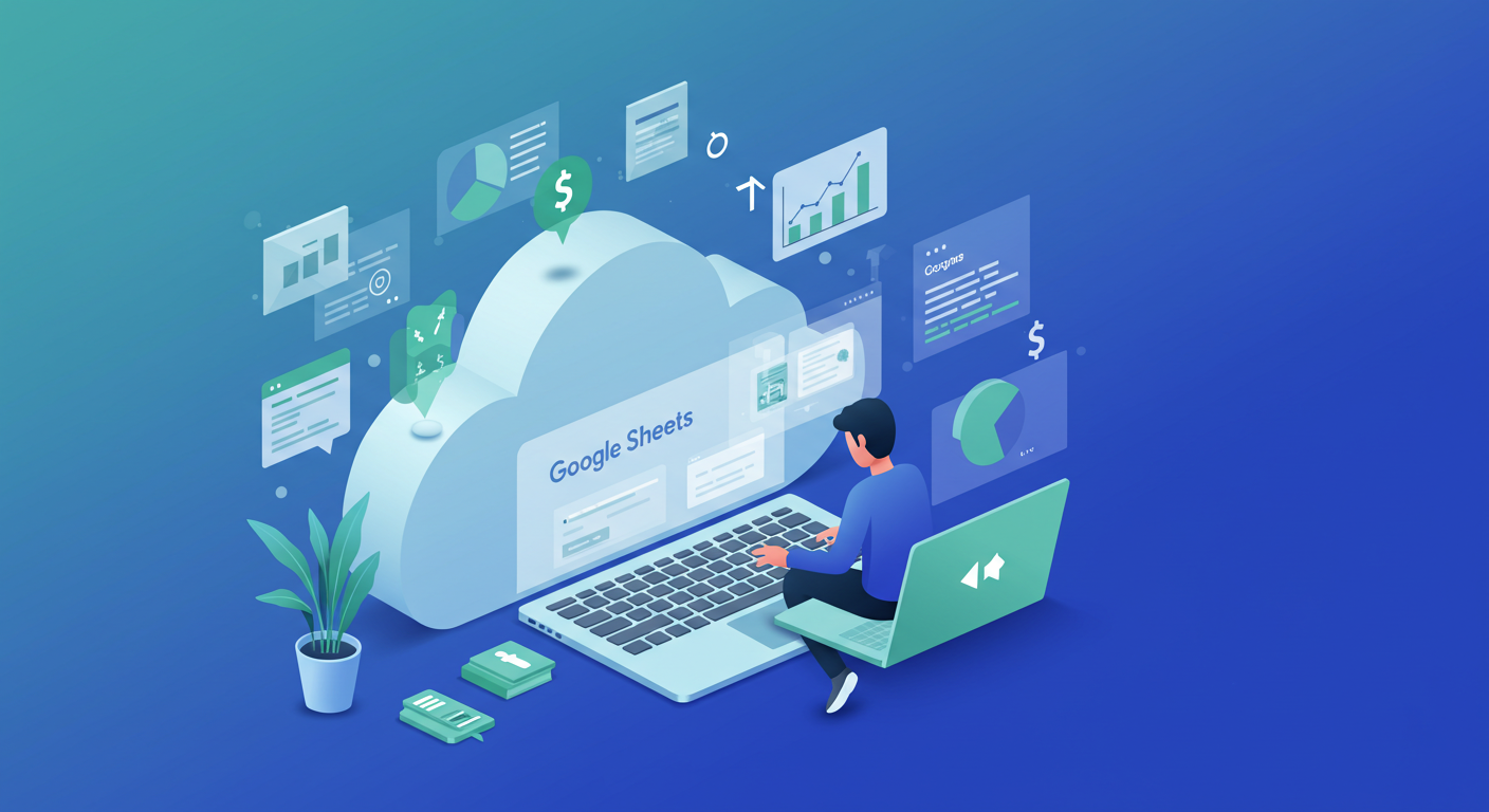 Figura 1 Persona conectada a la nube trabajando con Google Sheets