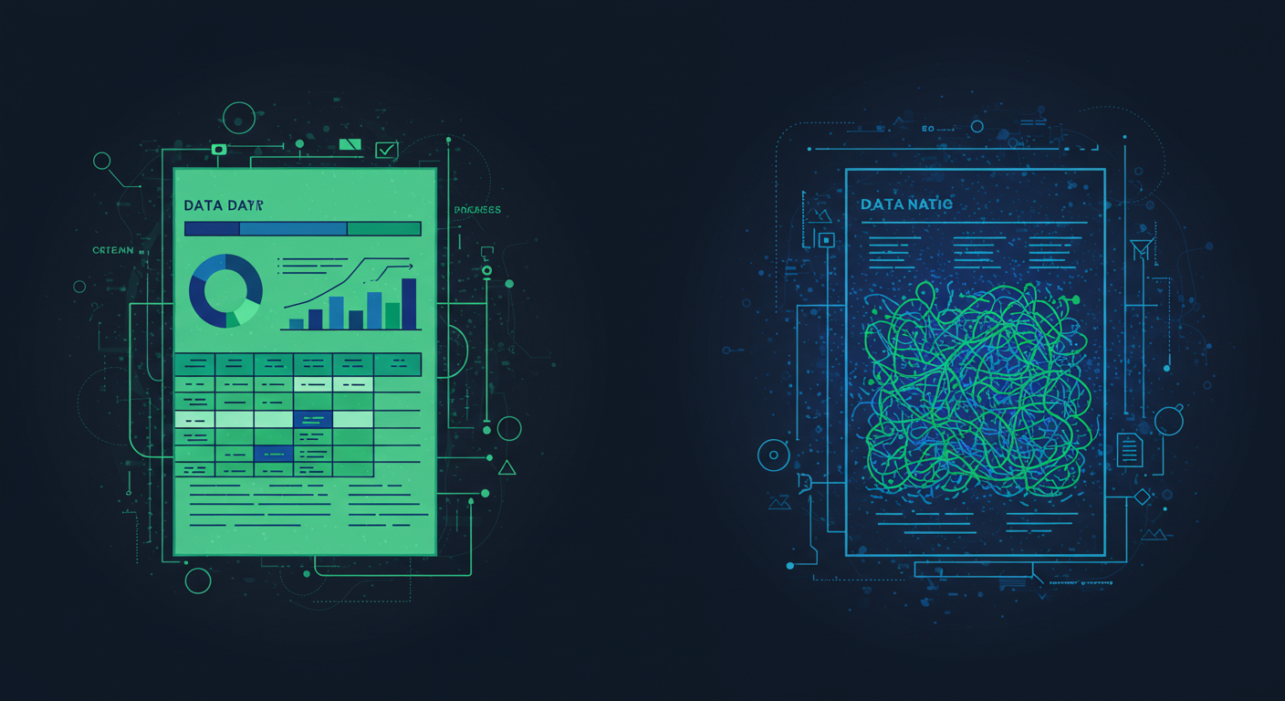 Figura 4 Comparación visual entre datos limpios y desordenados, en hojas de cálculo