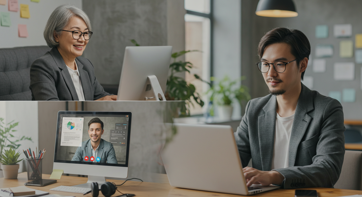 Figura 1 Gente conectada en videollamada aplica la colaboración en línea