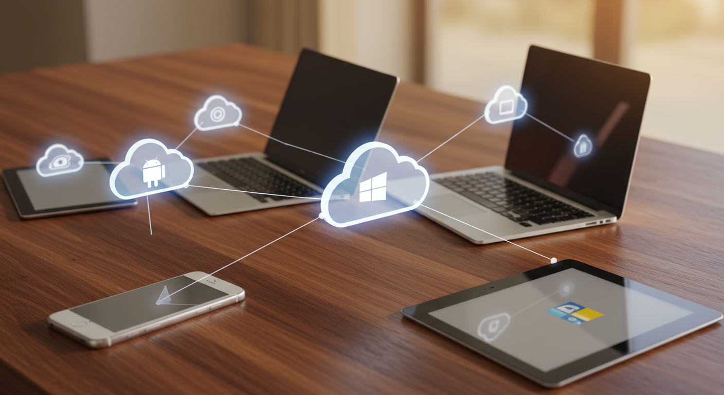 Figura 3 Dispositivos electrónicos conectados a la nube, muestra una variedad de plataformas