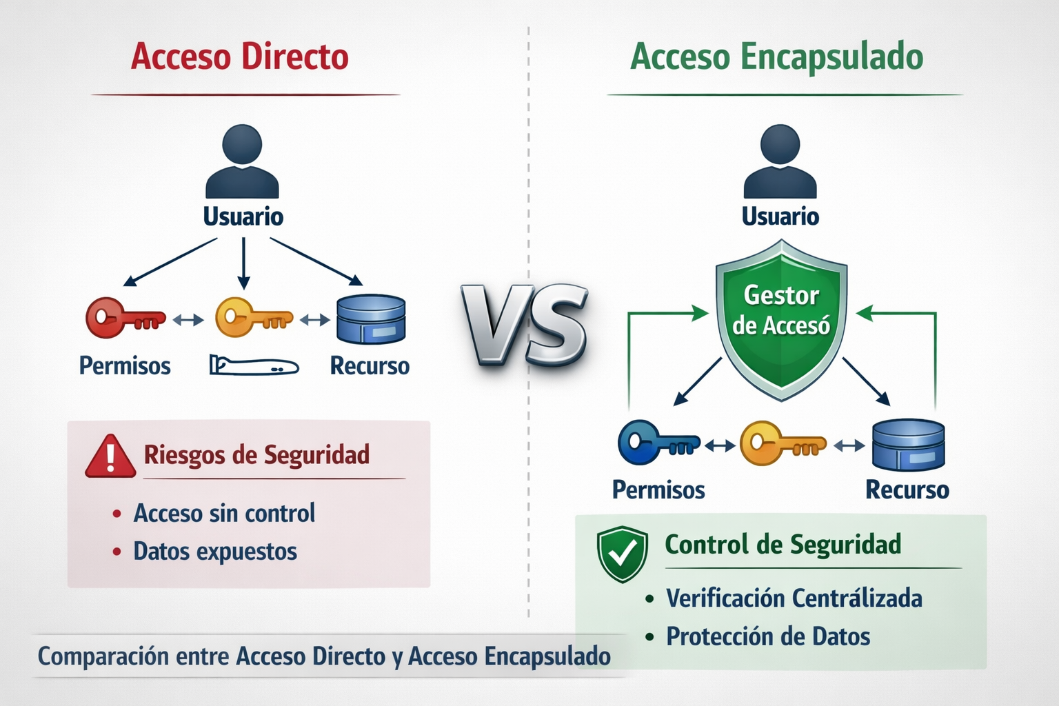 Comparación entre acceso directo y acceso encapsulado