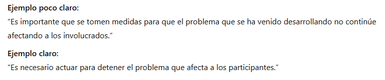 Claridad vs. falta de claridad en la redacción