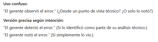 Uso confuso de verbos similares