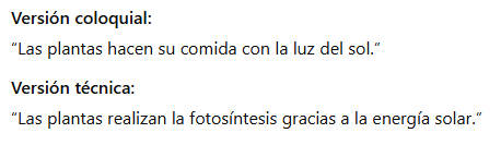Vocabulario técnico vs. coloquial