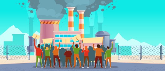 Huelga y protesta contra la contaminación del aire