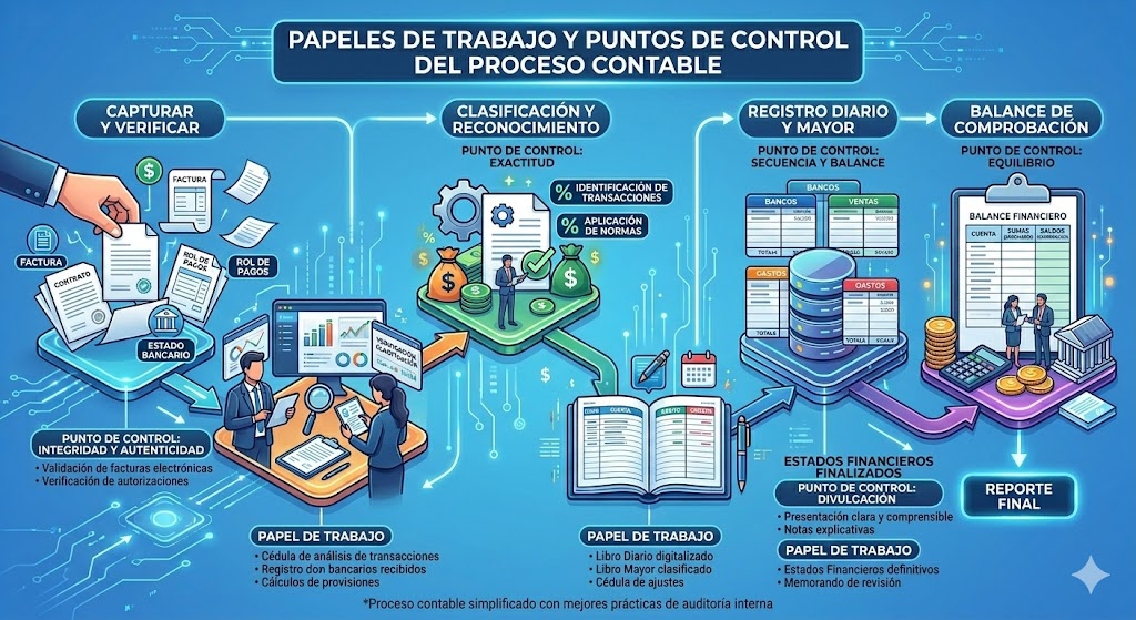 Papeles de trabajo y puntos de control del proceso contable