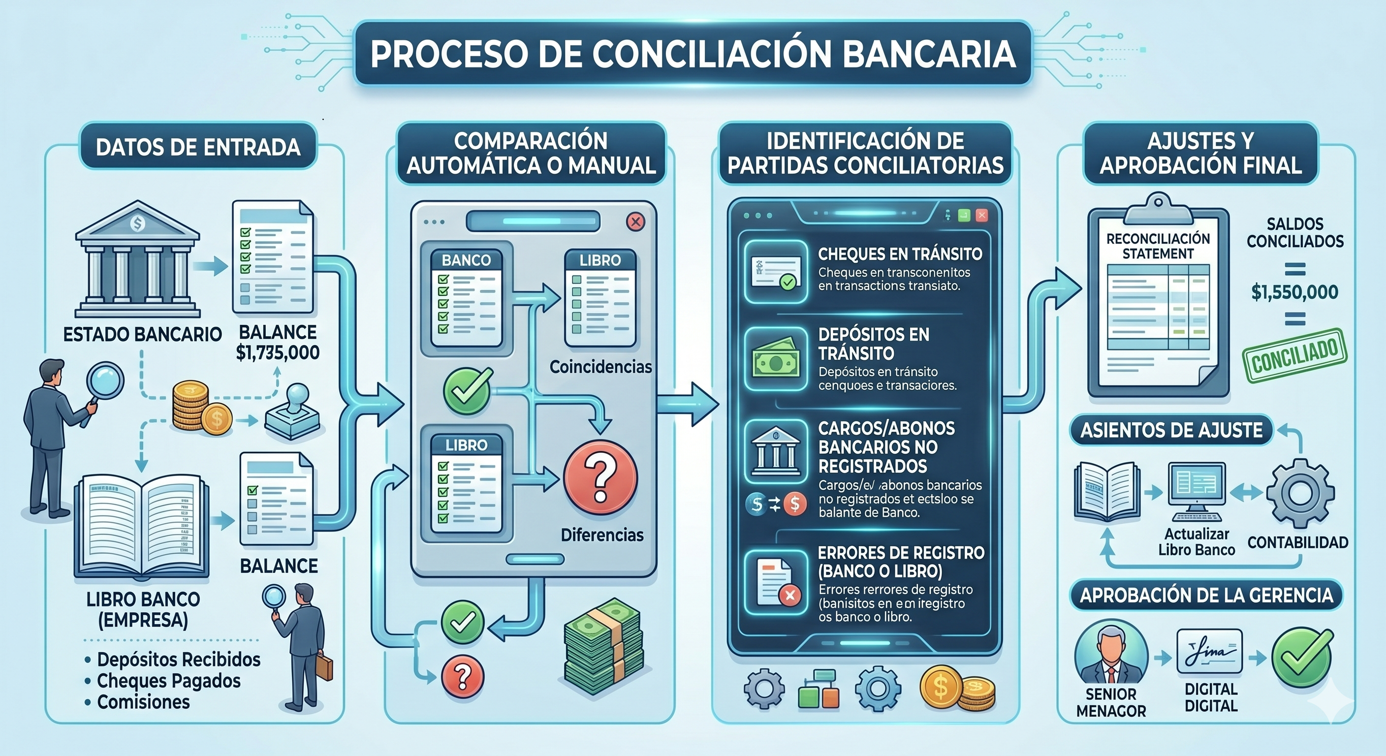 Flujo del proceso de conciliación bancaria