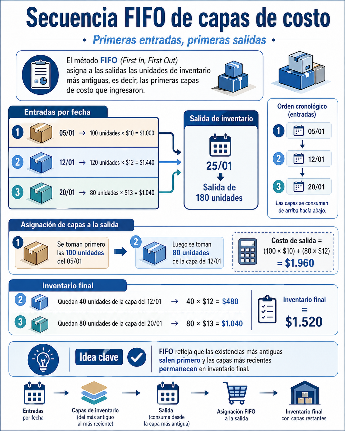 Secuencia FIFO de capas de costo