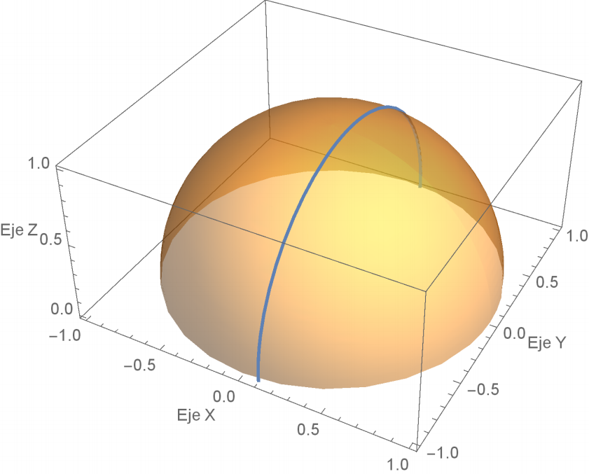 Figura 5 Representación de la curva de nivel (curva celeste) en el plano xz con x constante en formato GIF