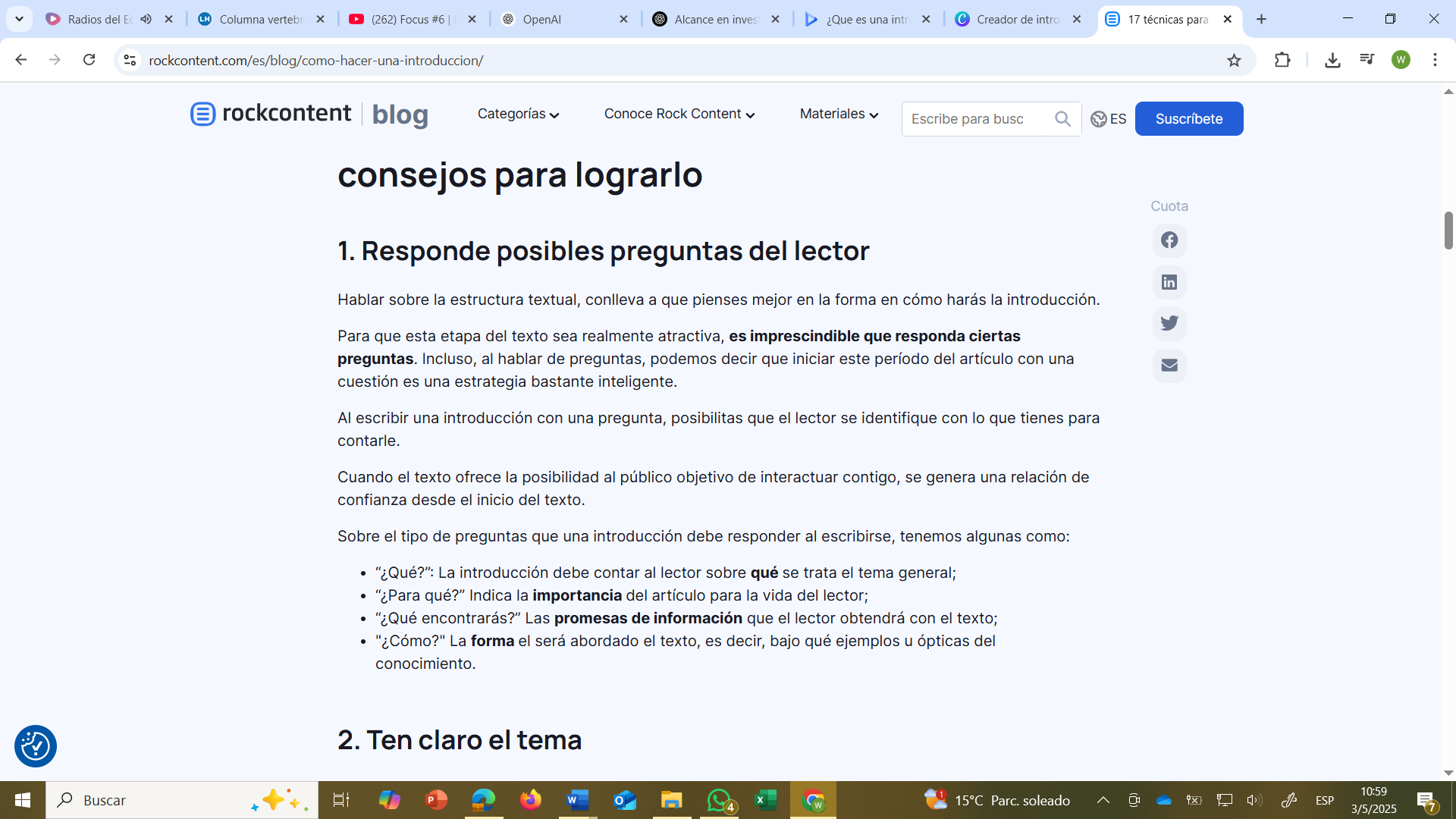Figura 1 Aspectos a considerar en la elaboración de la introducción