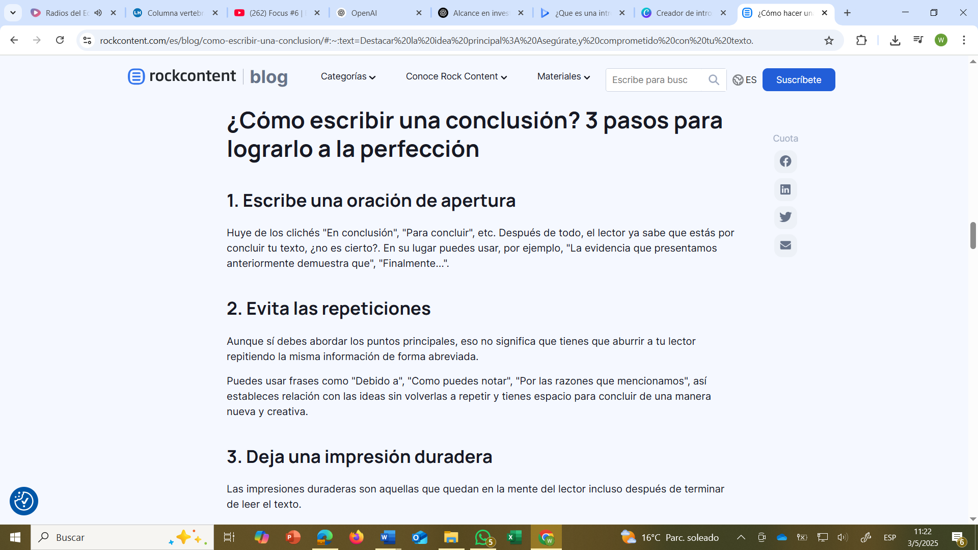 Figura 3 Aspectos a considerar en la elaboración de las conclusiones