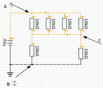 Figura 8  Circuito previo conectado a una fuente de 75 V