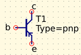 Esquemático del transistor PNP
