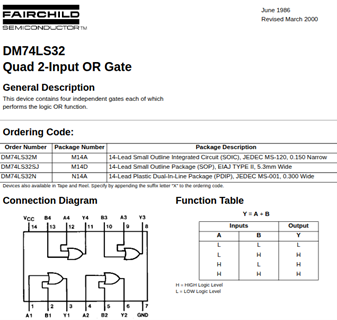 DM74LS32 Quad 2-Input OR Gate