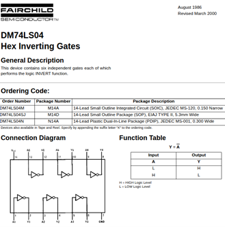 DM74LS04 Hex Inverting Gates