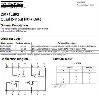 DM74LS02Quad 2-Input NOR Gate.