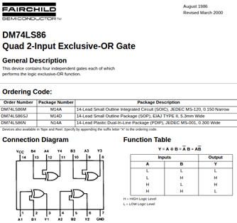 74LS86 Quad 2-Input Exclusive-OR Gate