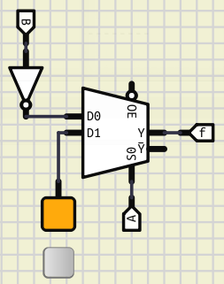 Mux 2 a 1 para la salida f