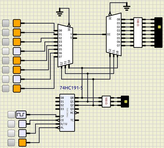 Circuto MUX-DEMUX para multiplexación de datos en el tiempo con señales de selección 010