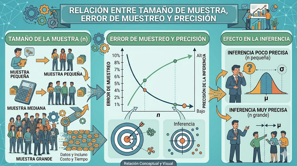 Relación entre tamaño de muestra, error de muestreo y precisión