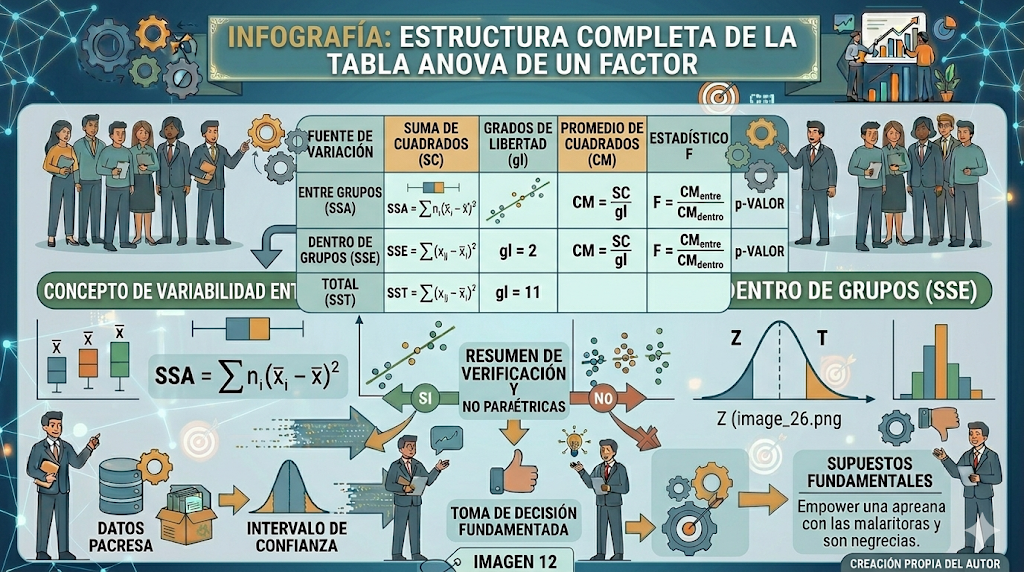 Estructura completa de la tabla ANOVA de un factor