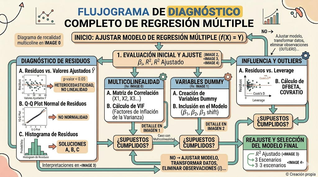 Flujograma de diagnóstico completo de regresión múltiple