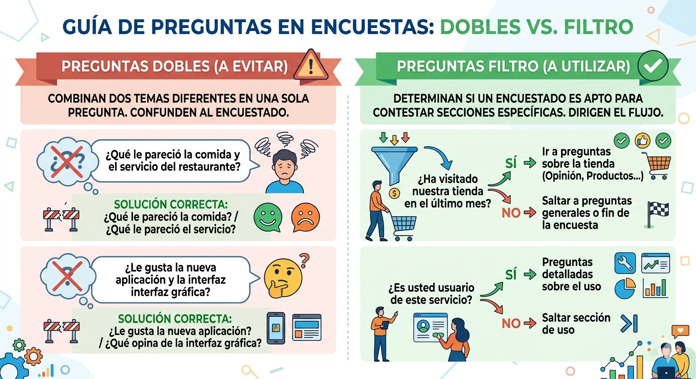 Preguntas dobles y preguntas filtro