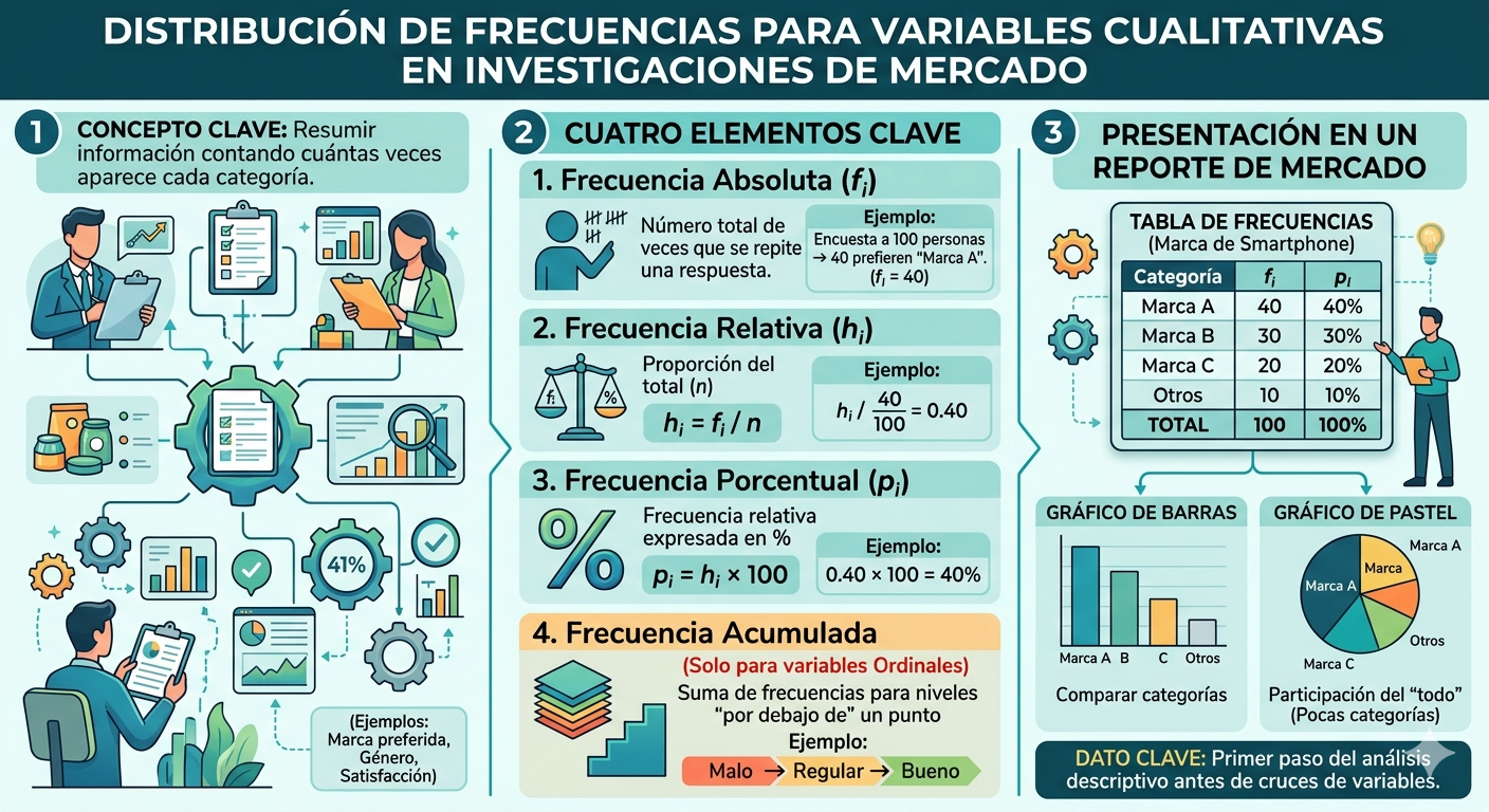 Distribución de frecuencias para variables cualitativas